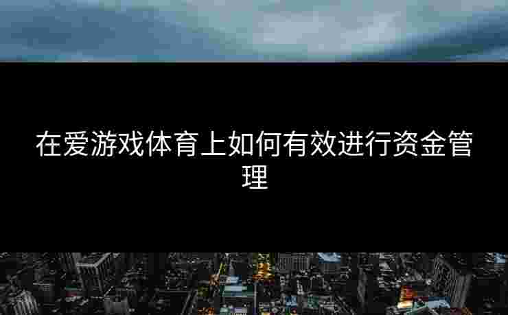 在爱游戏体育上如何有效进行资金管理