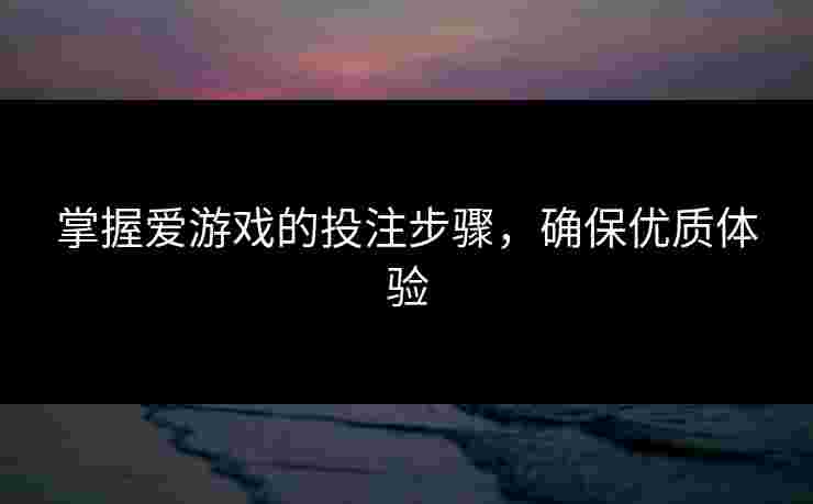 掌握爱游戏的投注步骤，确保优质体验